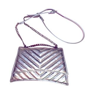 Silver crossbody Or Shoulder Bag Quilted purse